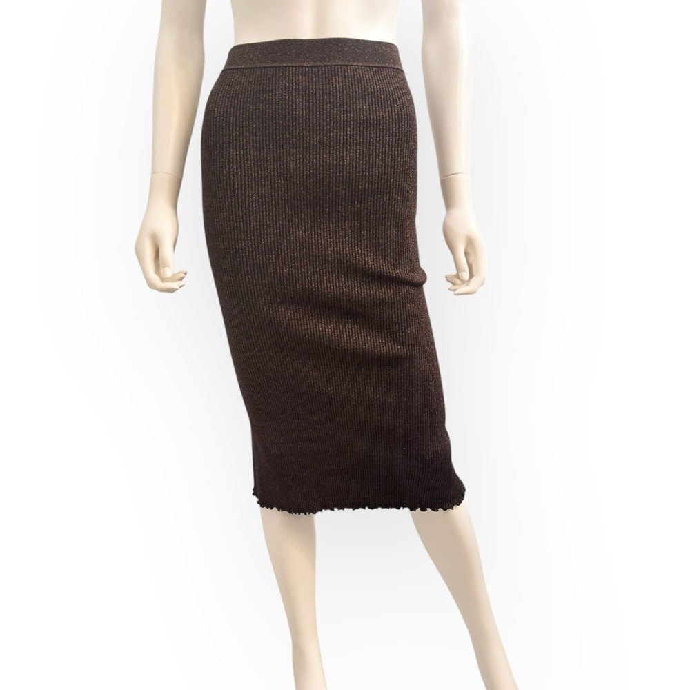 ALEXANDER WANG $385 Retail Brown Ribbed Knit Maxi Skirt, Size Small - Picture 2 of 14